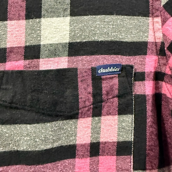 Chubbies Shirt Men's Large Pink Black Plaid Regular Fit Flannel Button Up - Picture 2 of 7